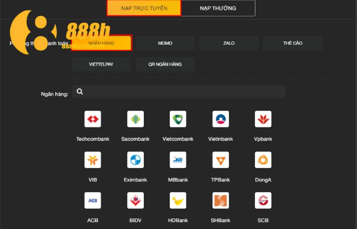 Nạp tiền vào tài khoản 888B trực tiếp